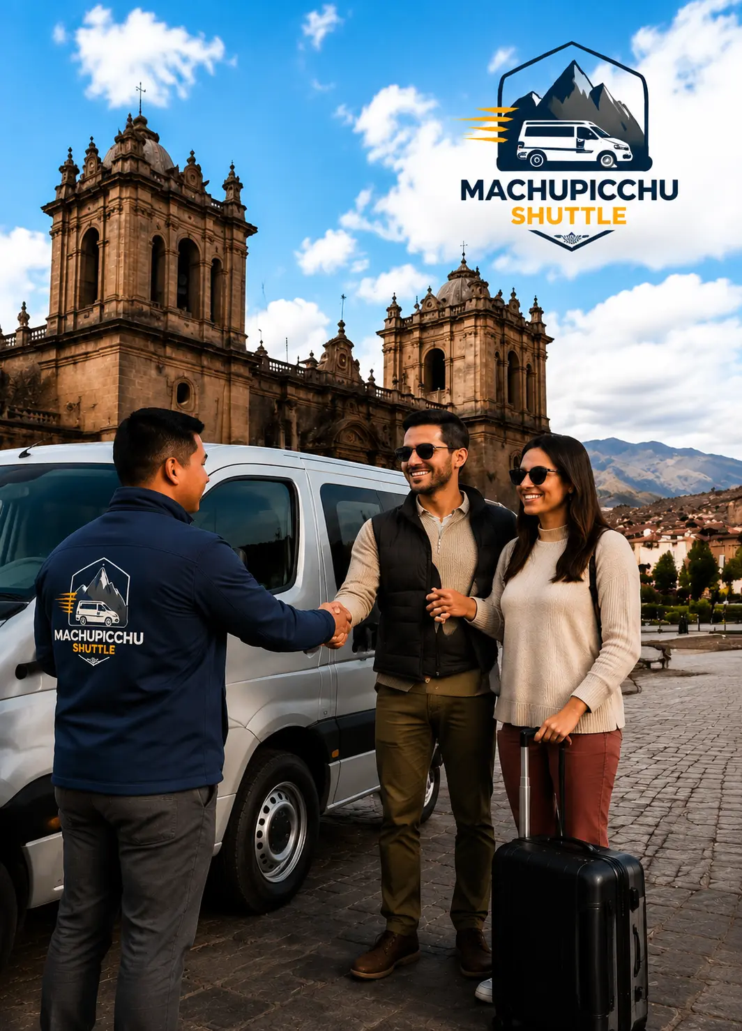 Machupicchu Shuttle driver greeting travelers in Cusco, Peru